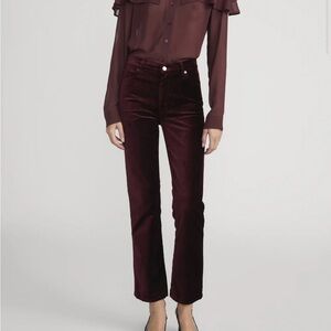 EUC Frame Denim FULL GLASS VELVET Rich Plum Trousers Le Sleek Straight size 26